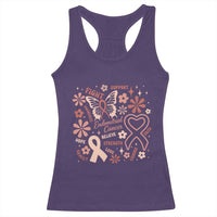 Floral Butterfly Endometrial Cancer Awareness Racerback Tank Top Believe Strength Faith