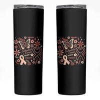Floral Butterfly Endometrial Cancer Awareness Skinny Tumbler Believe Strength Faith