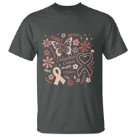 Floral Butterfly Endometrial Cancer Awareness T Shirt Believe Strength Faith