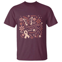 Floral Butterfly Endometrial Cancer Awareness T Shirt Believe Strength Faith