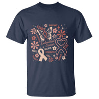 Floral Butterfly Endometrial Cancer Awareness T Shirt Believe Strength Faith