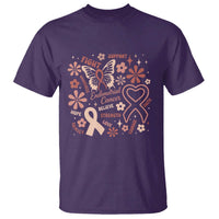 Floral Butterfly Endometrial Cancer Awareness T Shirt Believe Strength Faith