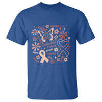 Floral Butterfly Endometrial Cancer Awareness T Shirt Believe Strength Faith