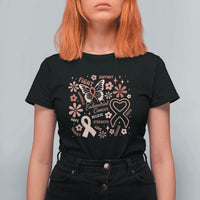 Floral Butterfly Endometrial Cancer Awareness T Shirt For Women Believe Strength Faith