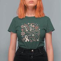 Floral Butterfly Endometrial Cancer Awareness T Shirt For Women Believe Strength Faith