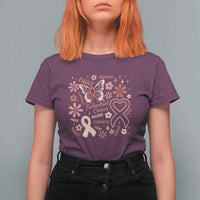 Floral Butterfly Endometrial Cancer Awareness T Shirt For Women Believe Strength Faith