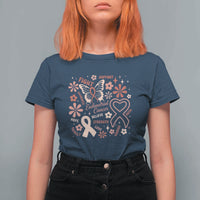 Floral Butterfly Endometrial Cancer Awareness T Shirt For Women Believe Strength Faith