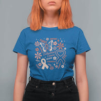 Floral Butterfly Endometrial Cancer Awareness T Shirt For Women Believe Strength Faith
