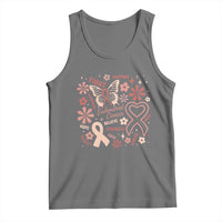 Floral Butterfly Endometrial Cancer Awareness Tank Top Believe Strength Faith