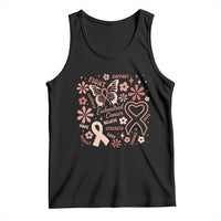 Floral Butterfly Endometrial Cancer Awareness Tank Top Believe Strength Faith