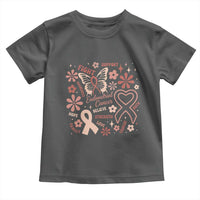 Floral Butterfly Endometrial Cancer Awareness Toddler T Shirt Believe Strength Faith