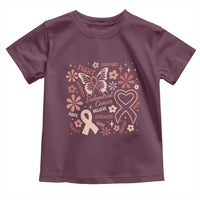 Floral Butterfly Endometrial Cancer Awareness Toddler T Shirt Believe Strength Faith