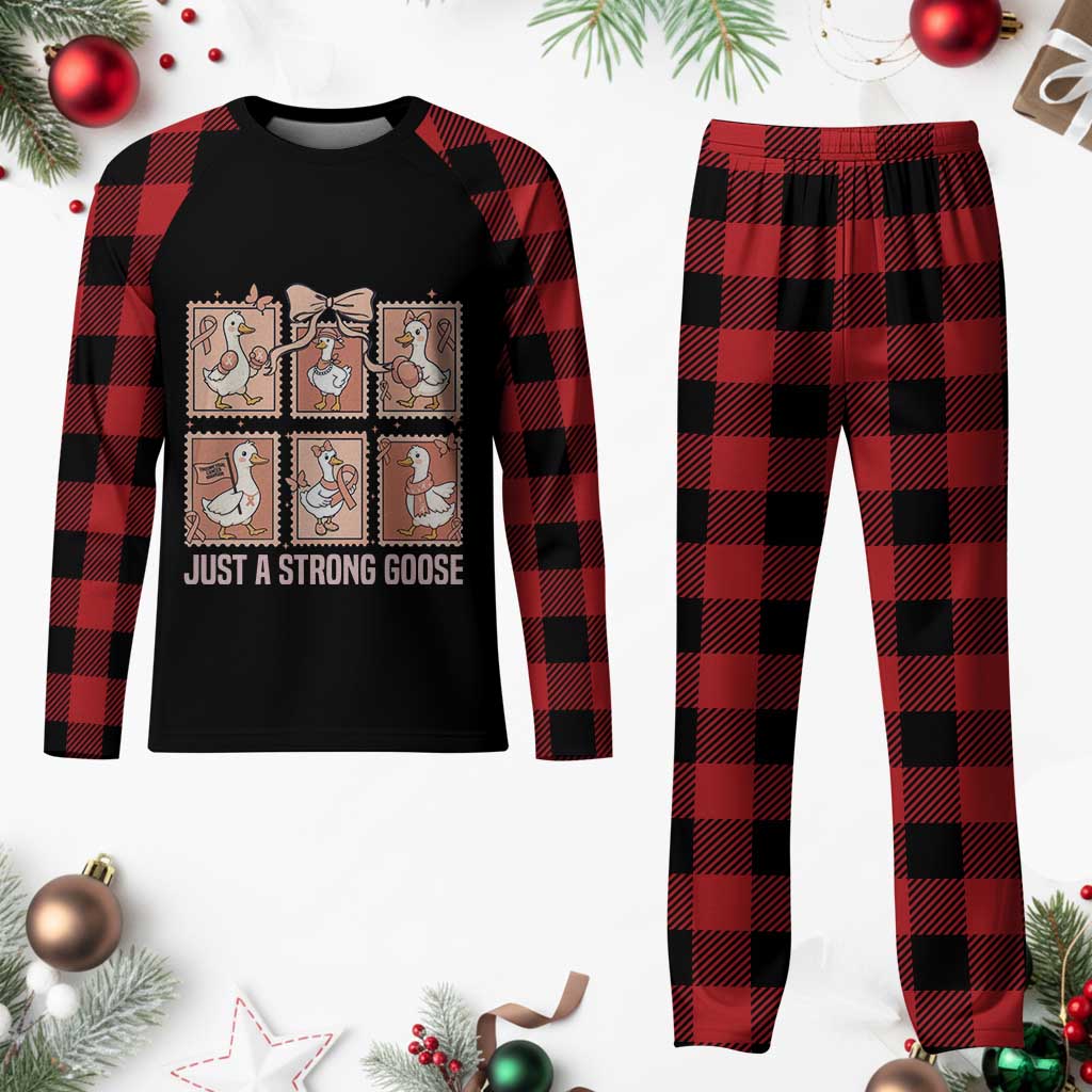 Funny Endometrial Cancer Warrior Goose Plaid Pajama Set Just A Strong Goose