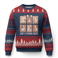 Funny Endometrial Cancer Warrior Goose Ugly Christmas Sweater Just A Strong Goose