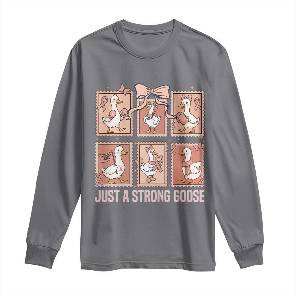 Funny Endometrial Cancer Warrior Goose Long Sleeve Shirt Just A Strong Goose