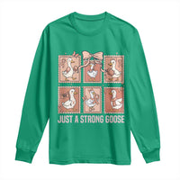 Funny Endometrial Cancer Warrior Goose Long Sleeve Shirt Just A Strong Goose