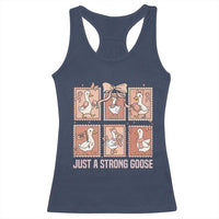 Funny Endometrial Cancer Warrior Goose Racerback Tank Top Just A Strong Goose