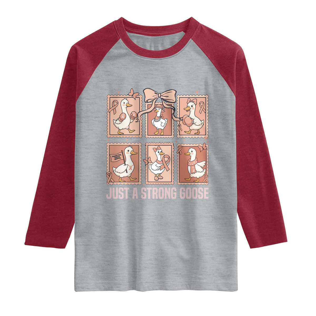 Funny Endometrial Cancer Warrior Goose Raglan Shirt Just A Strong Goose