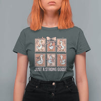 Funny Endometrial Cancer Warrior Goose T Shirt For Women Just A Strong Goose