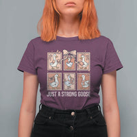 Funny Endometrial Cancer Warrior Goose T Shirt For Women Just A Strong Goose
