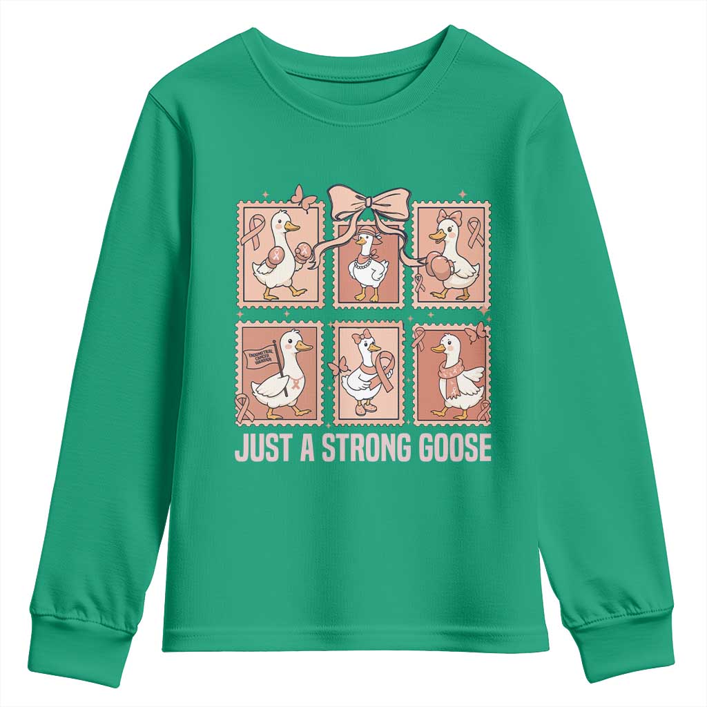 Funny Endometrial Cancer Warrior Goose Youth Sweatshirt Just A Strong Goose