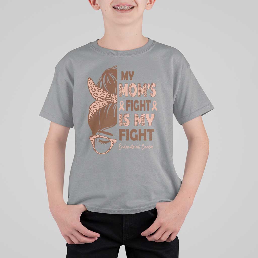 Endometrial Cancer Support T Shirt For Kid My Moms Fight My Fight