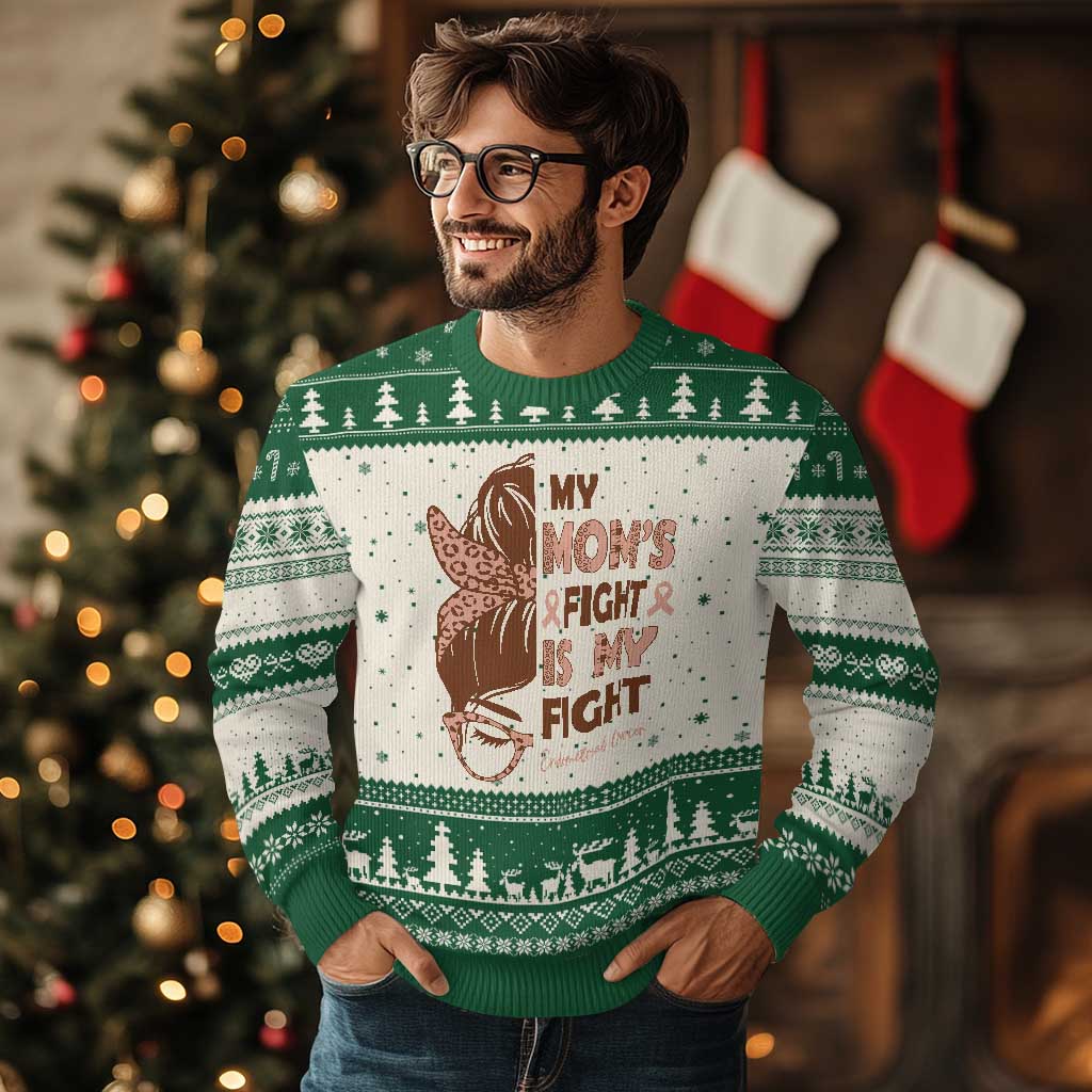 Endometrial Cancer Support Ugly Christmas Sweater My Moms Fight My Fight