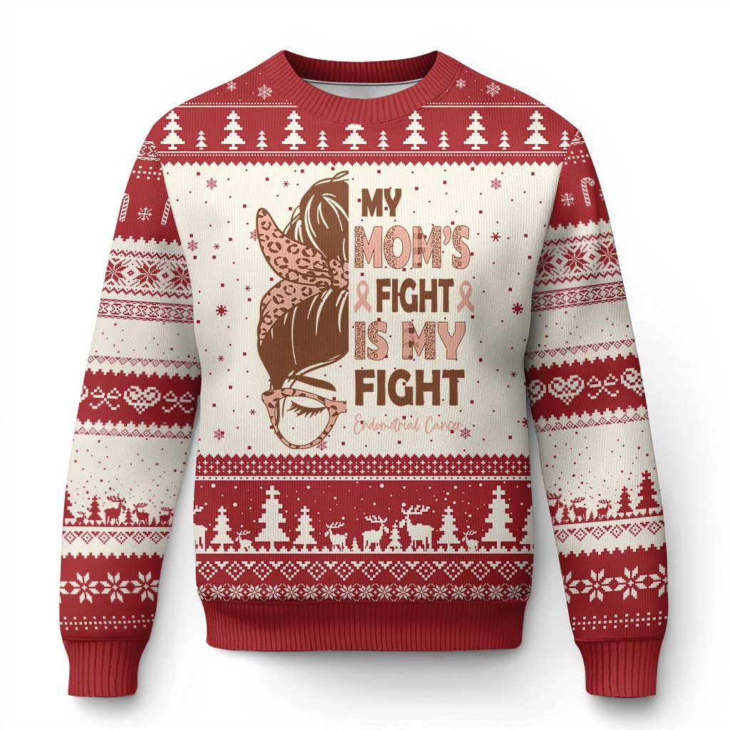 Endometrial Cancer Support Ugly Christmas Sweater My Moms Fight My Fight