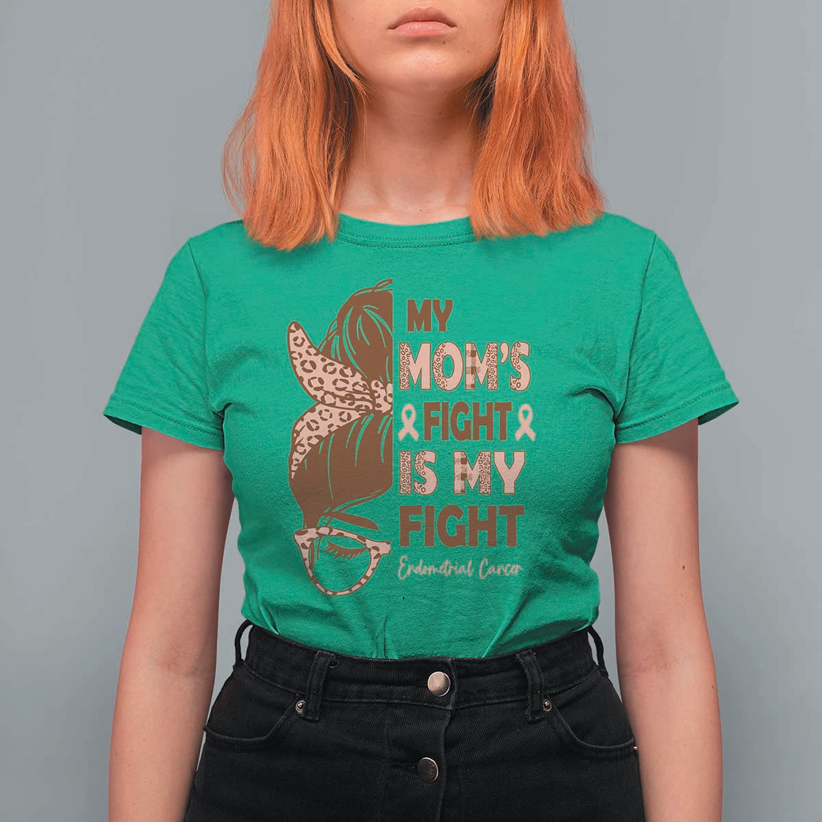 Endometrial Cancer Support T Shirt For Women My Moms Fight My Fight