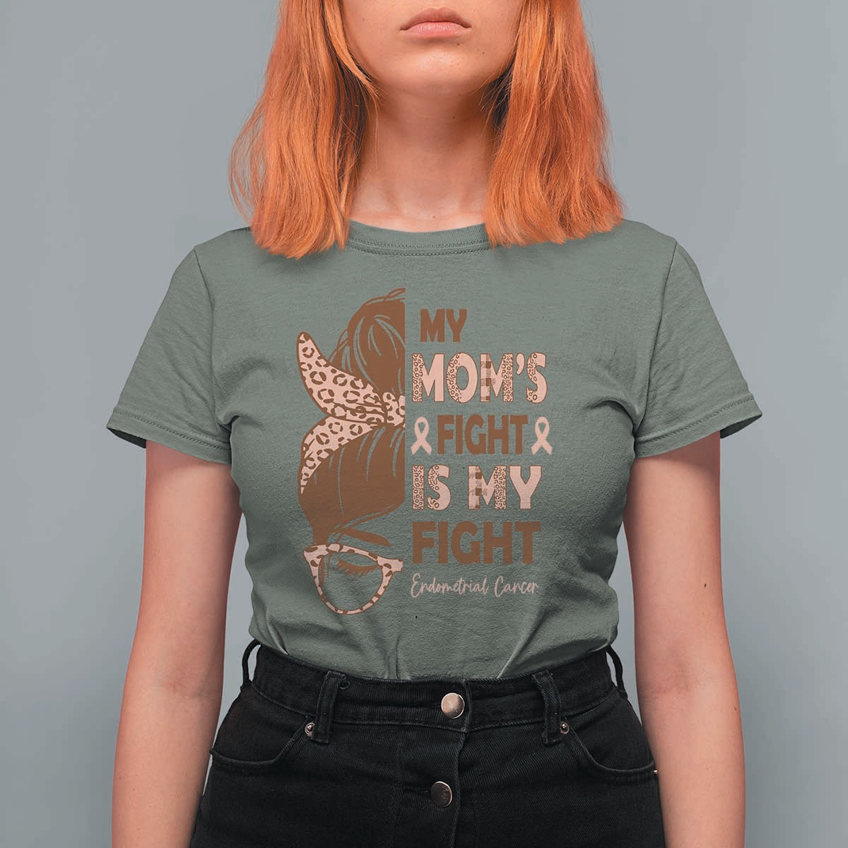 Endometrial Cancer Support T Shirt For Women My Moms Fight My Fight