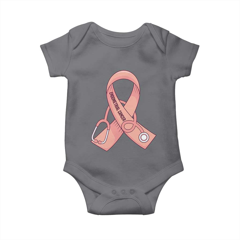 Endometrial Cancer Healthcare Warrior Baby Onesie Peach Stethoscope Nurse