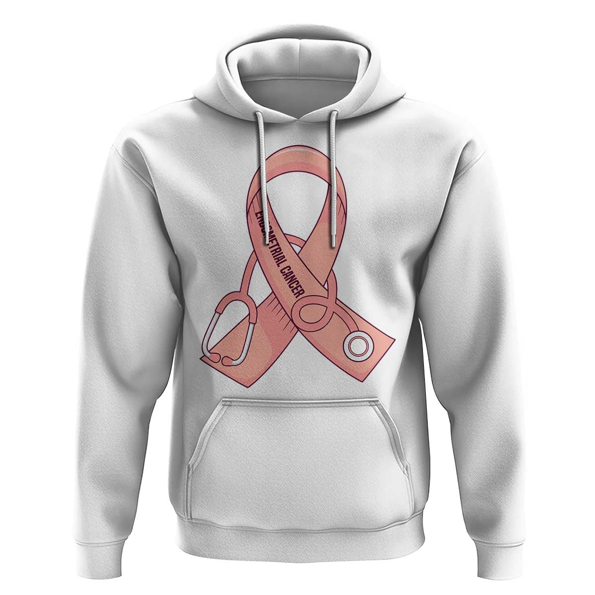 Endometrial Cancer Healthcare Warrior Hoodie Peach Stethoscope Nurse