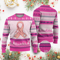 Endometrial Cancer Healthcare Warrior Ugly Christmas Sweater Peach Stethoscope Nurse