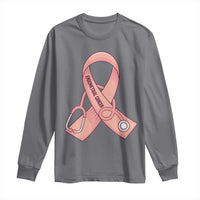 Endometrial Cancer Healthcare Warrior Long Sleeve Shirt Peach Stethoscope Nurse