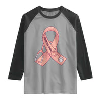 Endometrial Cancer Healthcare Warrior Raglan Shirt Peach Stethoscope Nurse