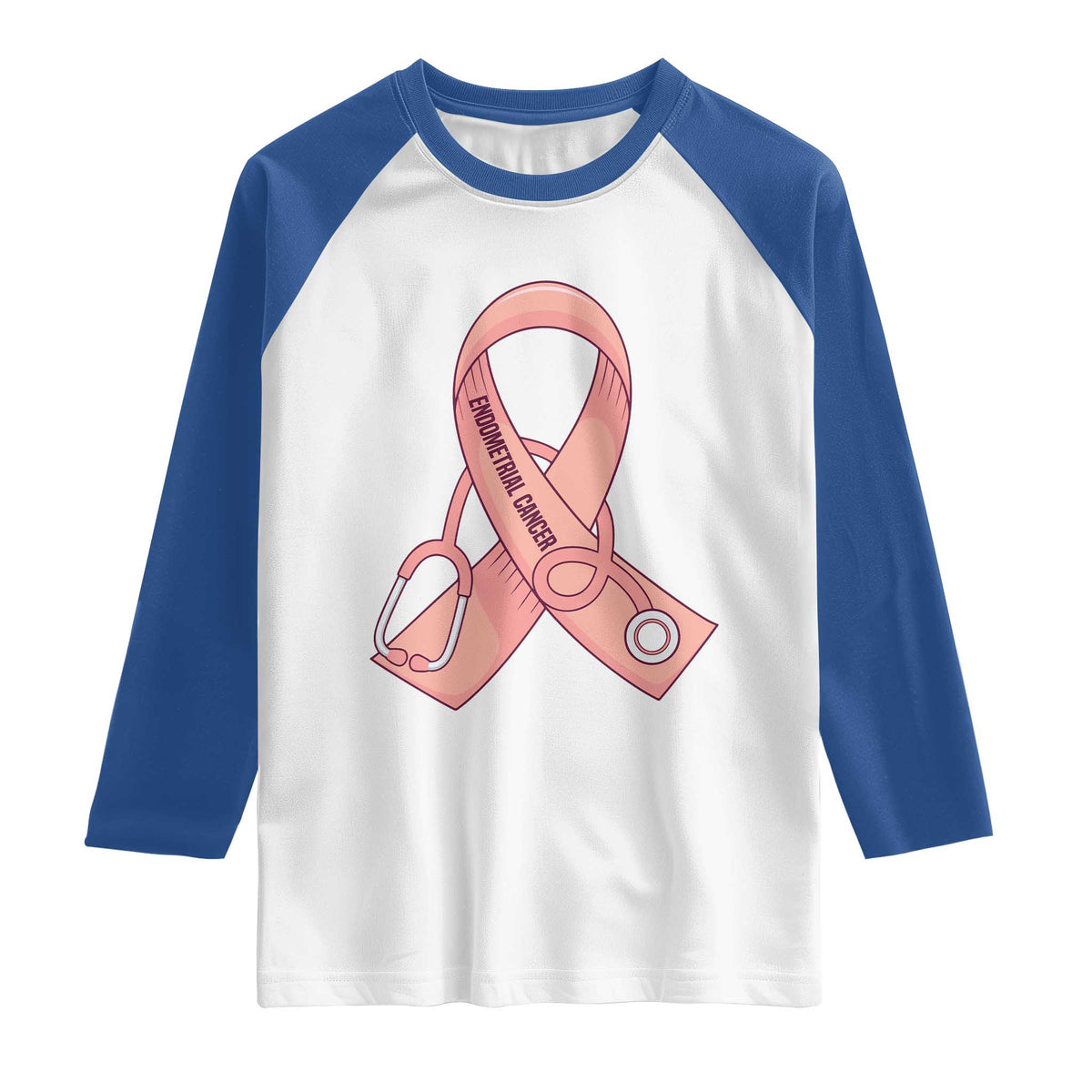 Endometrial Cancer Healthcare Warrior Raglan Shirt Peach Stethoscope Nurse