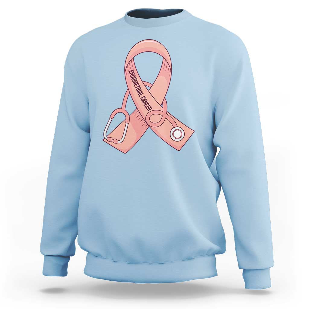 Endometrial Cancer Healthcare Warrior Sweatshirt Peach Stethoscope Nurse