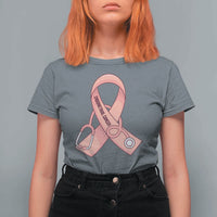 Endometrial Cancer Healthcare Warrior T Shirt For Women Peach Stethoscope Nurse