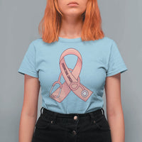 Endometrial Cancer Healthcare Warrior T Shirt For Women Peach Stethoscope Nurse