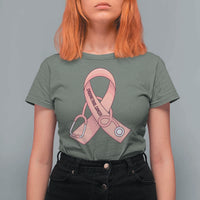 Endometrial Cancer Healthcare Warrior T Shirt For Women Peach Stethoscope Nurse