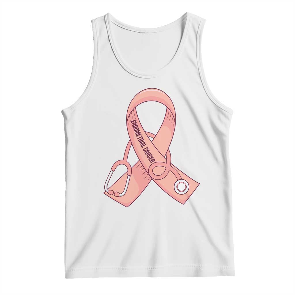Endometrial Cancer Healthcare Warrior Tank Top Peach Stethoscope Nurse