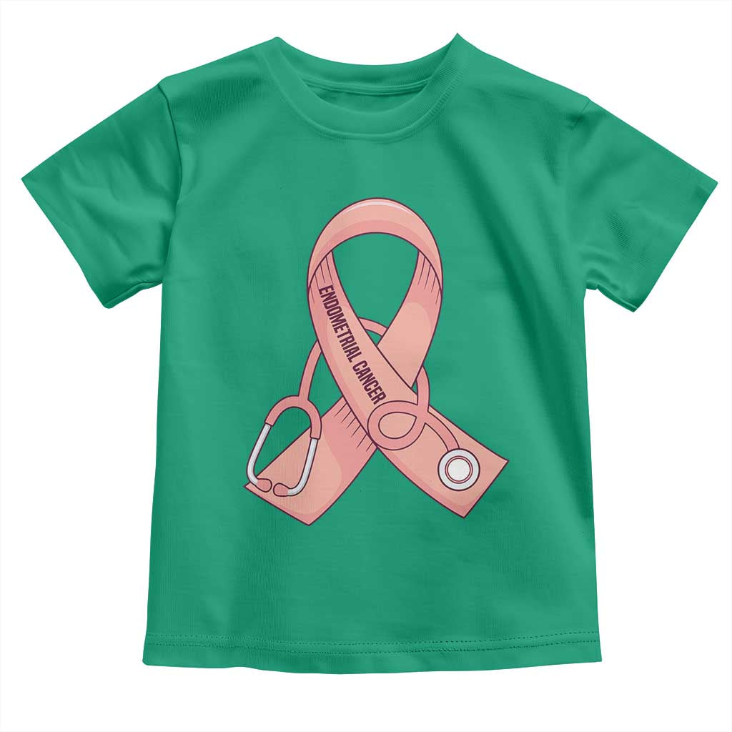 Endometrial Cancer Healthcare Warrior Toddler T Shirt Peach Stethoscope Nurse