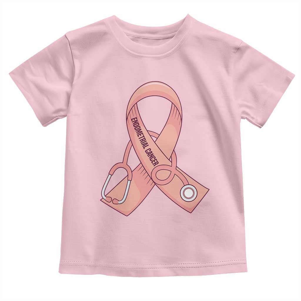 Endometrial Cancer Healthcare Warrior Toddler T Shirt Peach Stethoscope Nurse