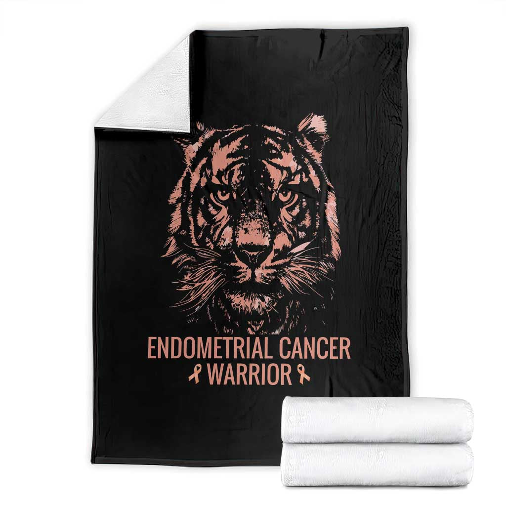 Endometrial Cancer Warrior Tiger Throw Blanket Strength Courage Hope