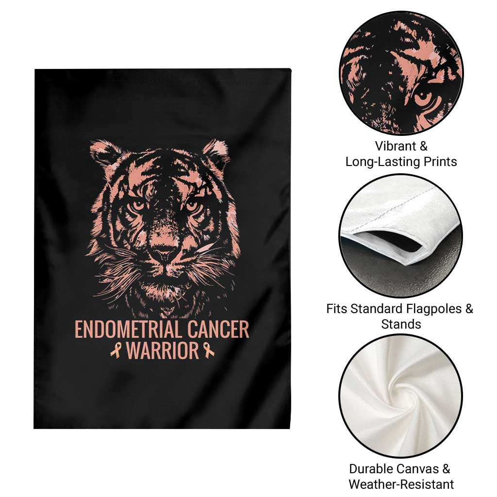 Endometrial Cancer Warrior Tiger Garden Flag Strength Courage Hope