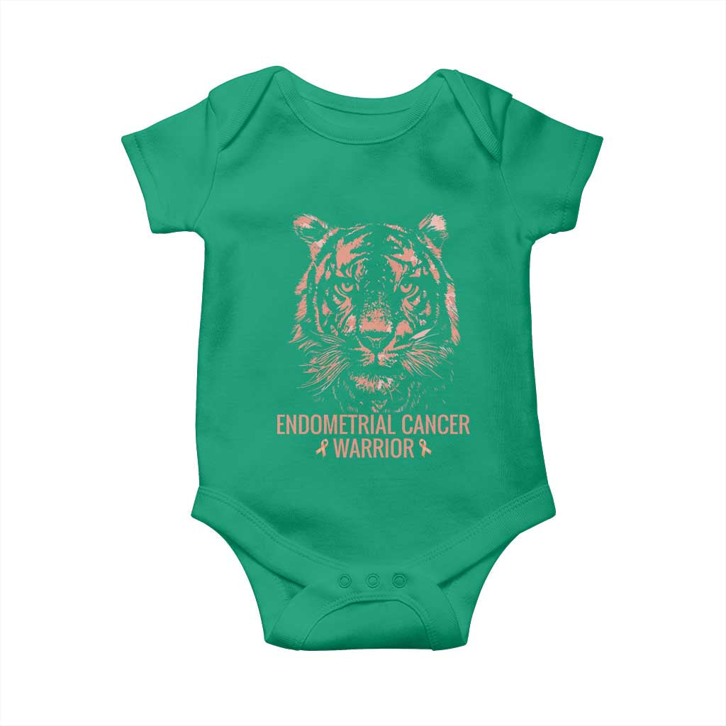 Endometrial Cancer Warrior Tiger Baby Onesie Strength Courage Hope