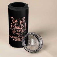 Endometrial Cancer Warrior Tiger 4 in 1 Can Cooler Tumbler Strength Courage Hope