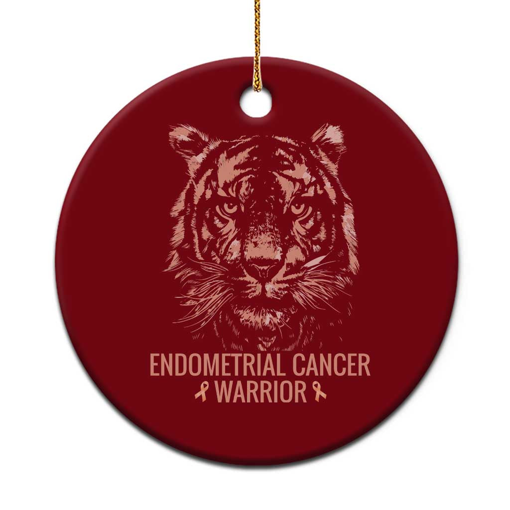 Endometrial Cancer Warrior Tiger Ceramic Ornament Strength Courage Hope