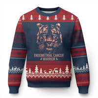 Endometrial Cancer Warrior Tiger Ugly Christmas Sweater Strength Courage Hope