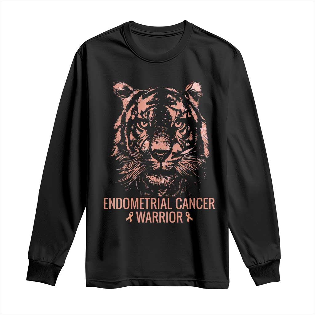 Endometrial Cancer Warrior Tiger Long Sleeve Shirt Strength Courage Hope